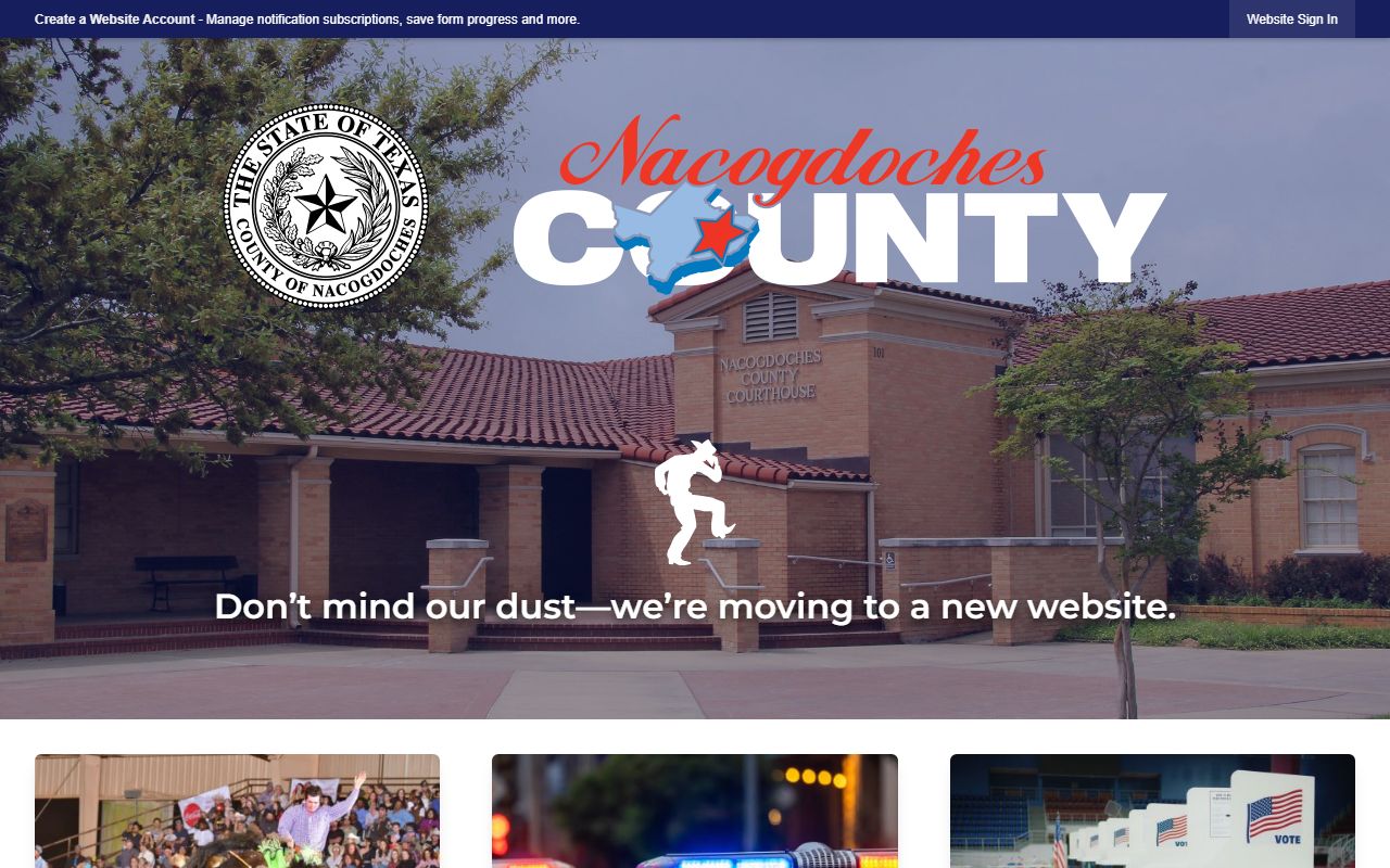 Nacogdoches County public information page for inmate population records
